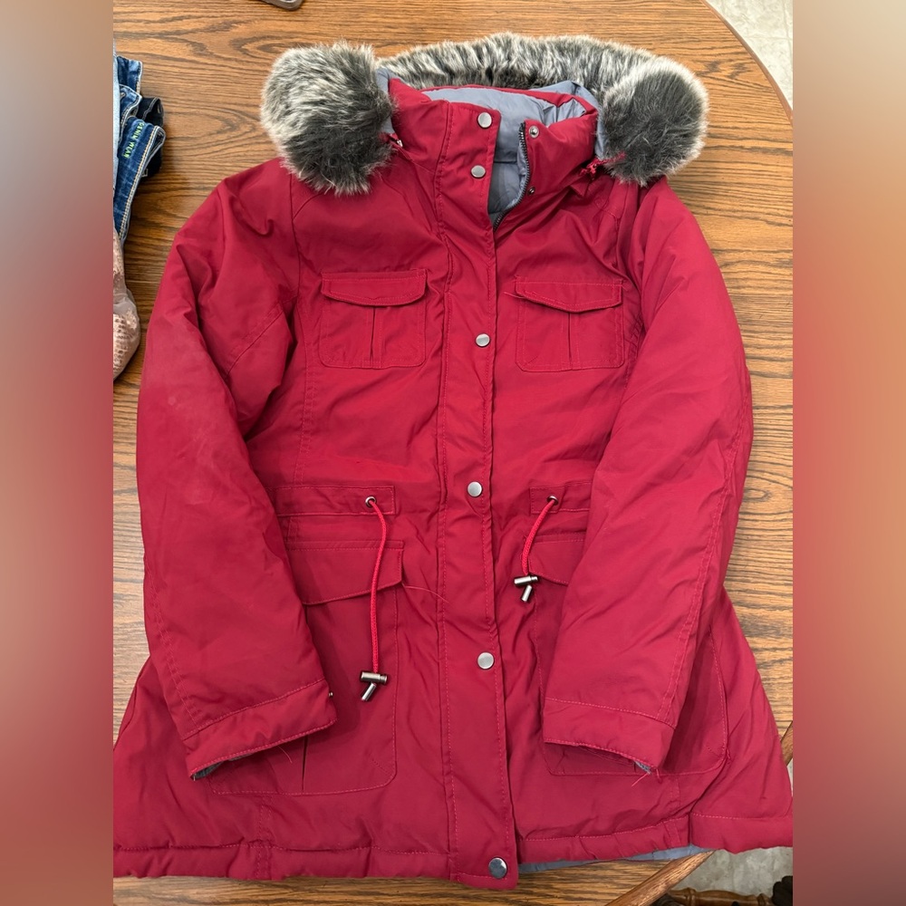 Women's Red Parka Coat